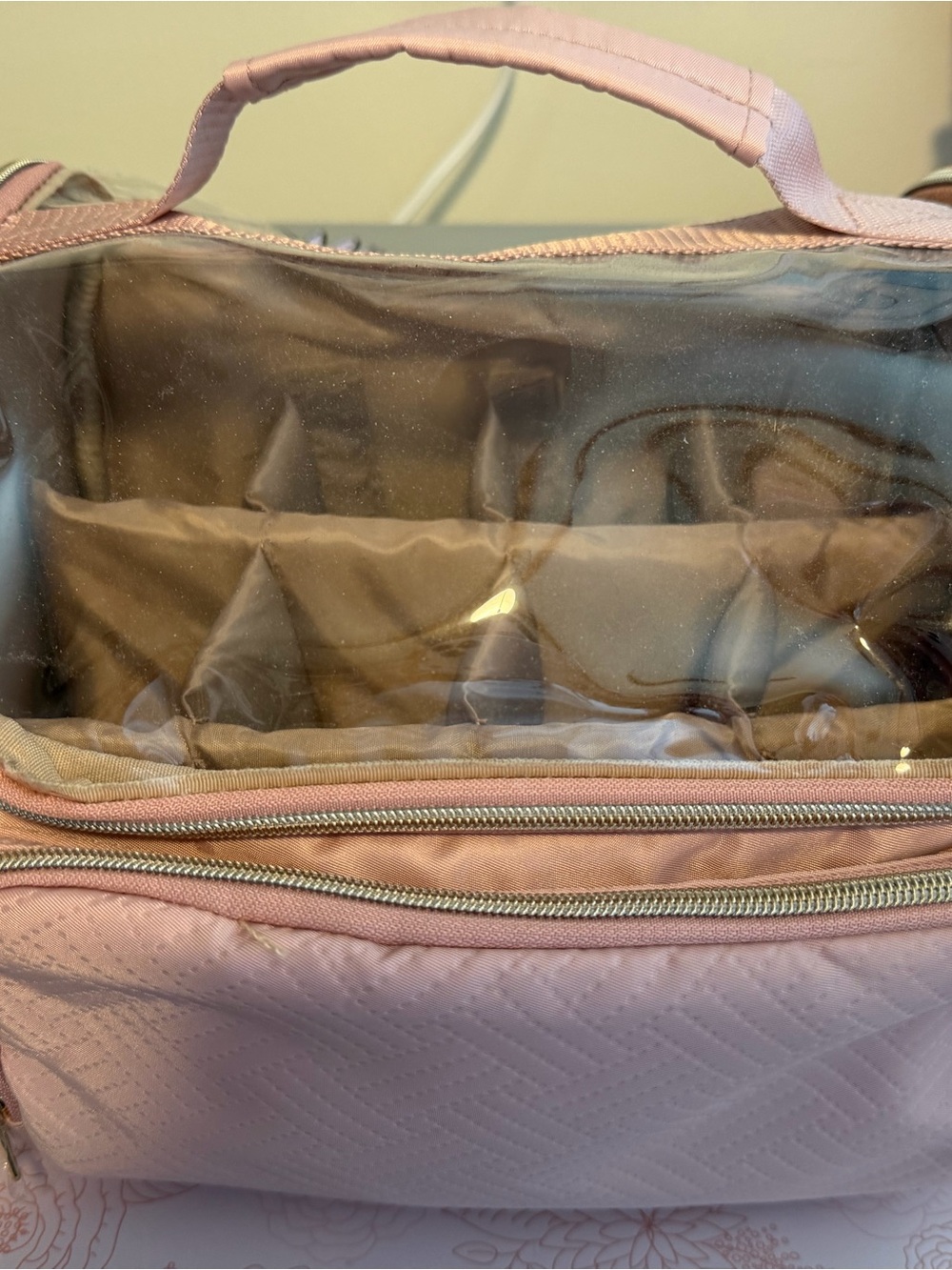 Pink Quilted Clear Marker Storage Bag Holds 190 to 300 Markers
